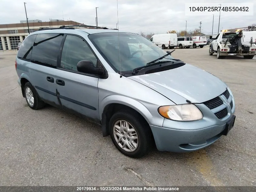 2004 Dodge Caravan VIN: 1D4GP25R74B550452 Lot: 20179934