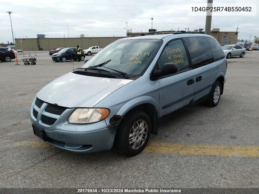 2004 Dodge Caravan VIN: 1D4GP25R74B550452 Lot: 20179934