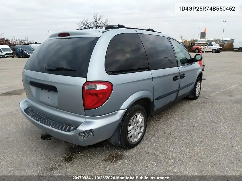 2004 Dodge Caravan VIN: 1D4GP25R74B550452 Lot: 20179934