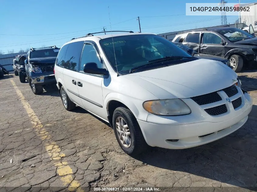 2004 Dodge Grand Caravan Se VIN: 1D4GP24R44B598962 Lot: 38706921