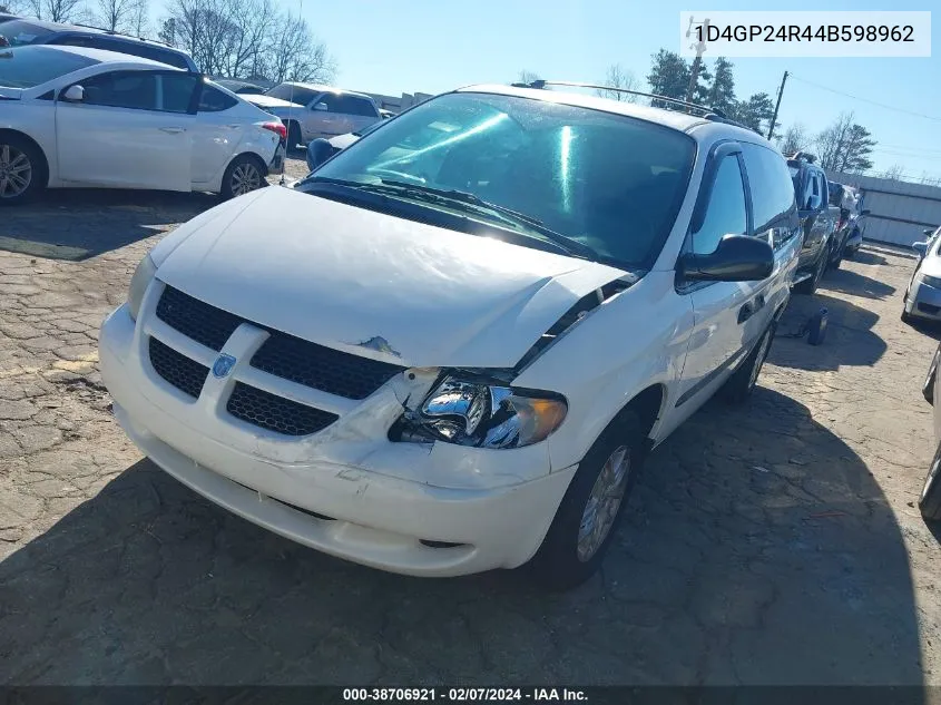 2004 Dodge Grand Caravan Se VIN: 1D4GP24R44B598962 Lot: 38706921