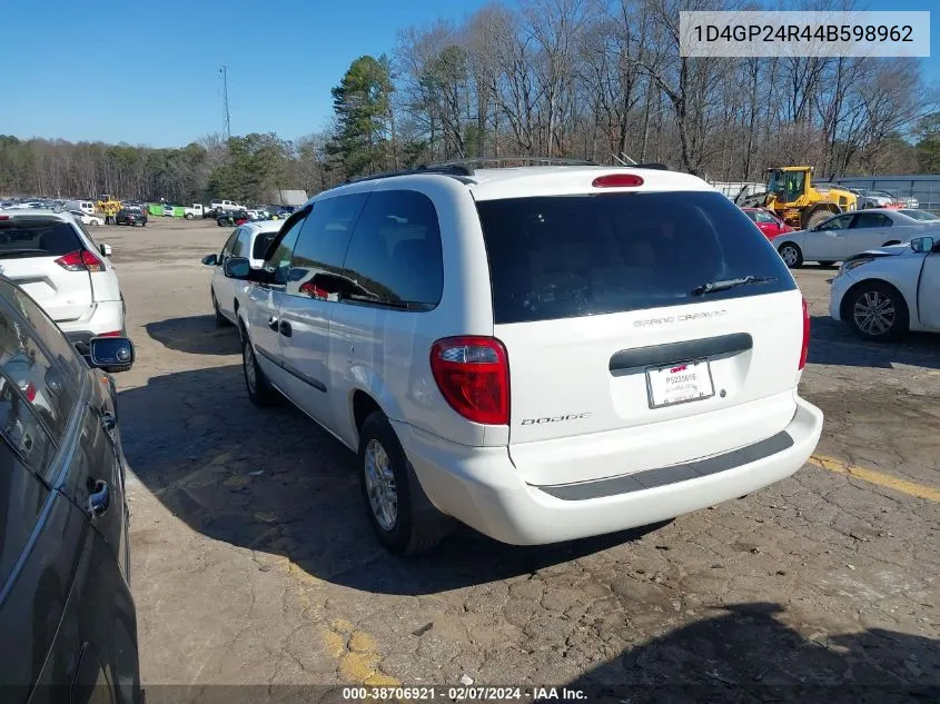 2004 Dodge Grand Caravan Se VIN: 1D4GP24R44B598962 Lot: 38706921