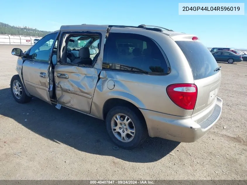 2004 Dodge Grand Caravan Sxt VIN: 2D4GP44L04R596019 Lot: 40407847