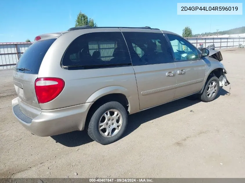 2004 Dodge Grand Caravan Sxt VIN: 2D4GP44L04R596019 Lot: 40407847