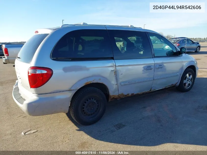 2004 Dodge Grand Caravan Sxt VIN: 2D4GP44L94R542606 Lot: 40817510