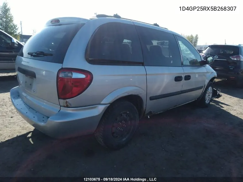 2005 Dodge Caravan VIN: 1D4GP25RX5B268307 Lot: 12103675