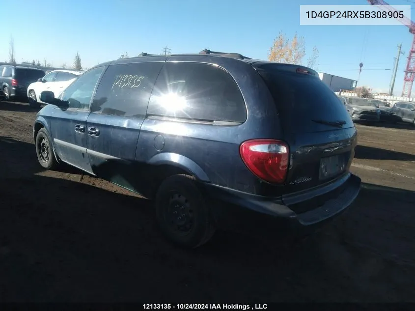 2005 Dodge Grand Caravan VIN: 1D4GP24RX5B308905 Lot: 12133135