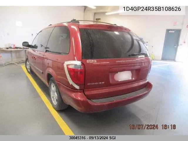 2005 Dodge Grand Caravan Se VIN: 1D4GP24R35B108626 Lot: 30045316