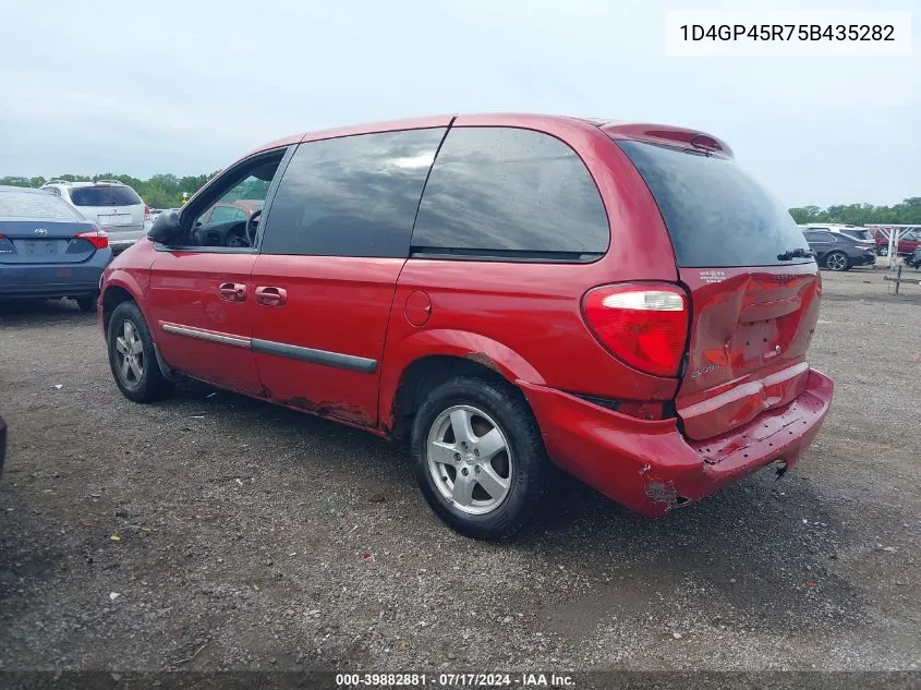 2005 Dodge Caravan Sxt VIN: 1D4GP45R75B435282 Lot: 39882881