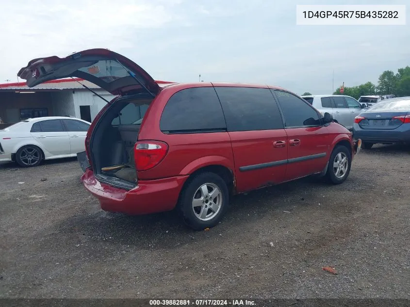 2005 Dodge Caravan Sxt VIN: 1D4GP45R75B435282 Lot: 39882881