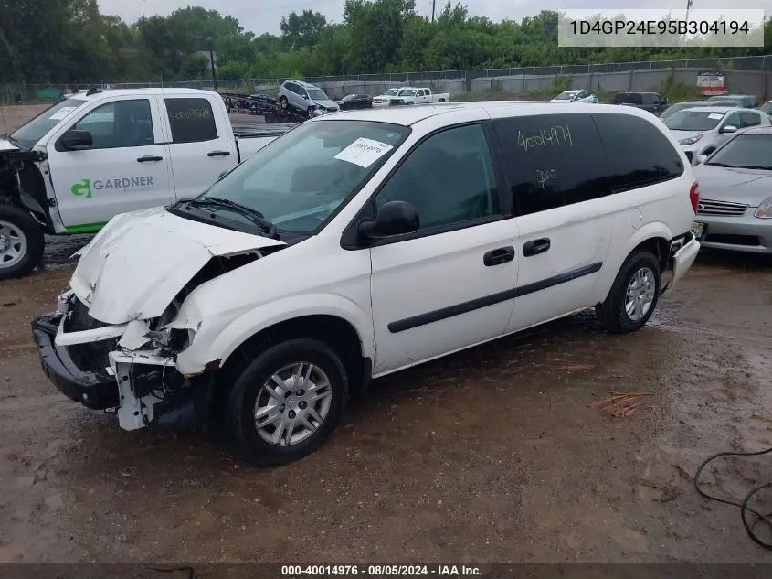 2005 Dodge Grand Caravan Se VIN: 1D4GP24E95B304194 Lot: 40014976