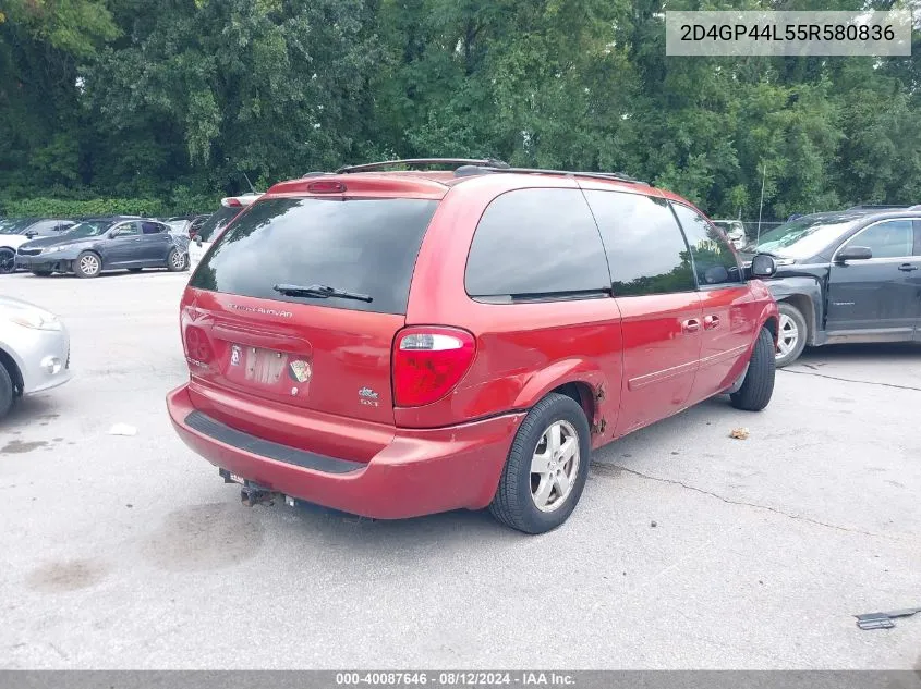 2005 Dodge Grand Caravan Sxt VIN: 2D4GP44L55R580836 Lot: 40087646