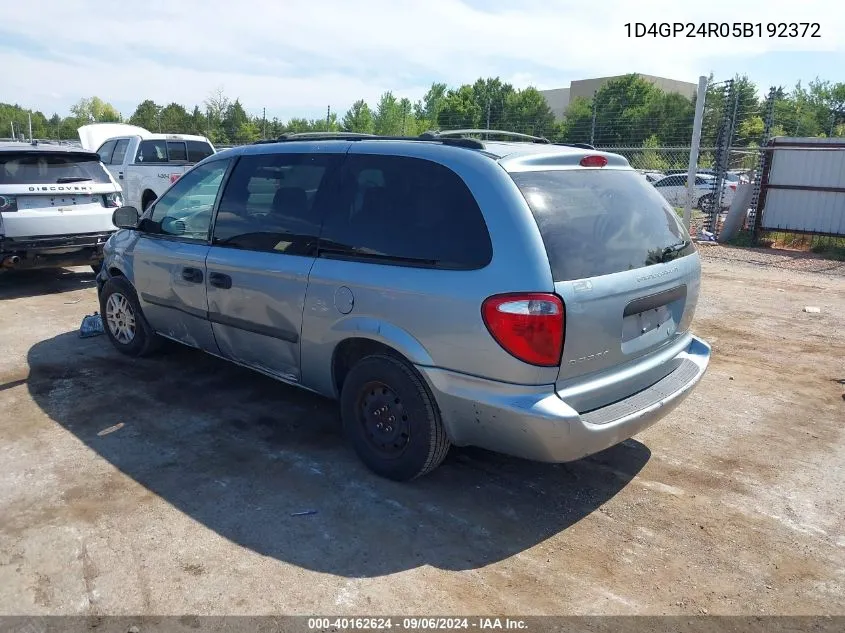 1D4GP24R05B192372 2005 Dodge Grand Caravan Se