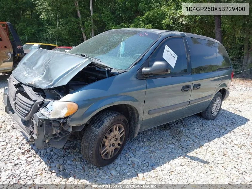 2005 Dodge Caravan Se VIN: 1D4GP25BX5B229400 Lot: 40191350