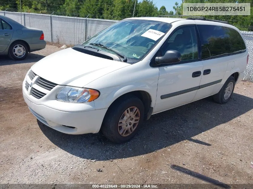 2005 Dodge Grand Caravan Se VIN: 1D8GP24R85B275451 Lot: 40228649