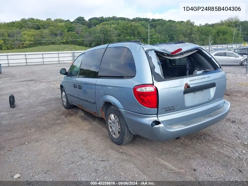 1D4GP24R85B404306 2005 Dodge Grand Caravan Se