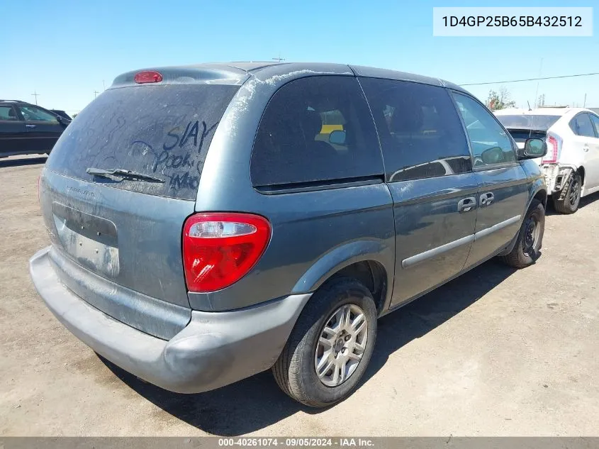 2005 Dodge Caravan Se VIN: 1D4GP25B65B432512 Lot: 40261074