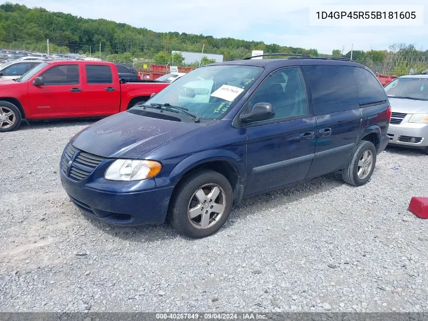 2005 Dodge Caravan Sxt VIN: 1D4GP45R55B181605 Lot: 40267849