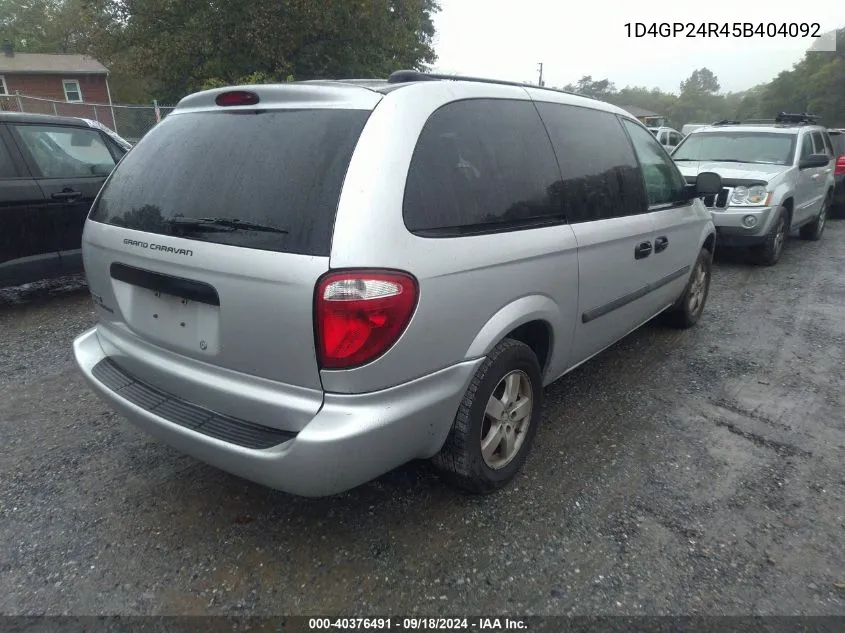 2005 Dodge Grand Caravan Se VIN: 1D4GP24R45B404092 Lot: 40376491