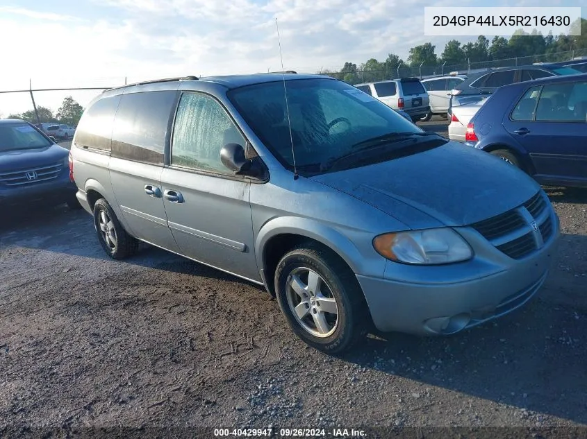 2005 Dodge Grand Caravan Sxt VIN: 2D4GP44LX5R216430 Lot: 40429947