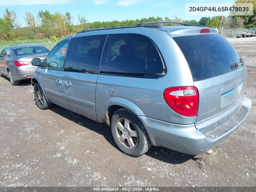 2005 Dodge Grand Caravan Sxt VIN: 2D4GP44L65R478039 Lot: 40455635