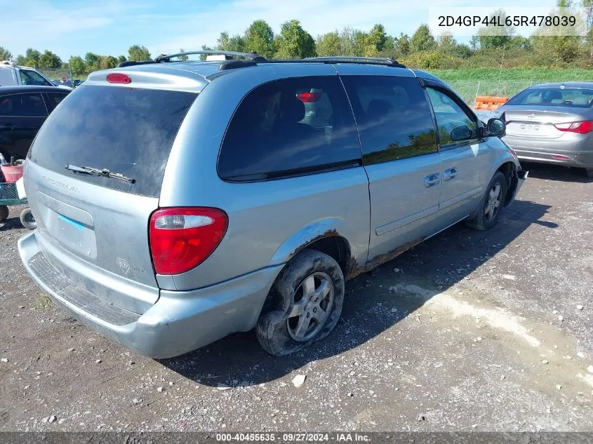 2005 Dodge Grand Caravan Sxt VIN: 2D4GP44L65R478039 Lot: 40455635