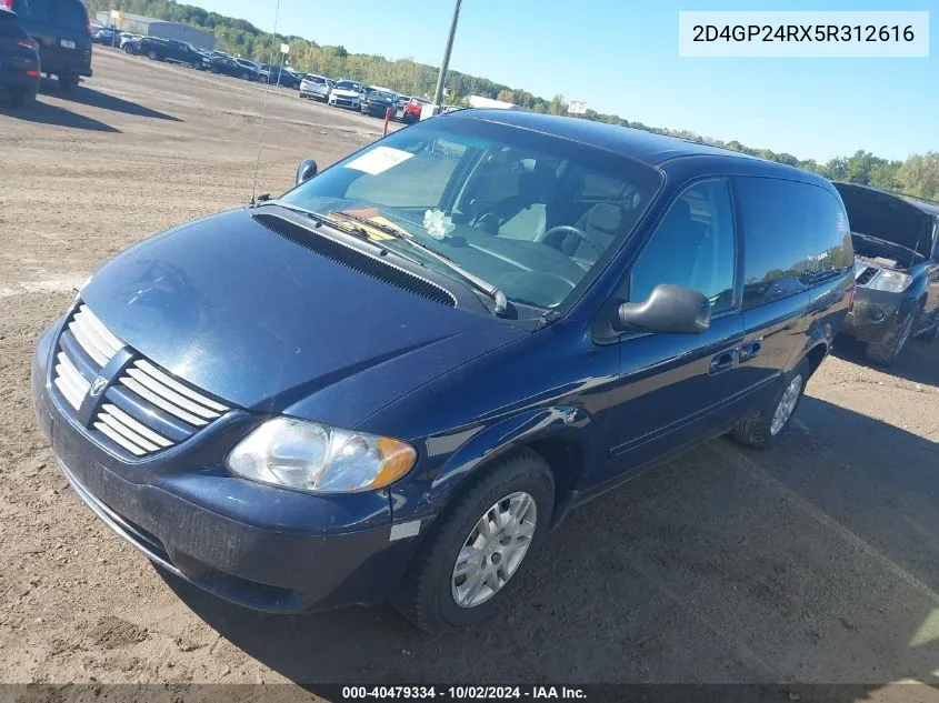 2005 Dodge Grand Caravan Se VIN: 2D4GP24RX5R312616 Lot: 40479334