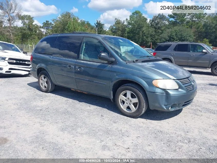 2005 Dodge Grand Caravan Sxt VIN: 2D4GP44L85R204602 Lot: 40496526