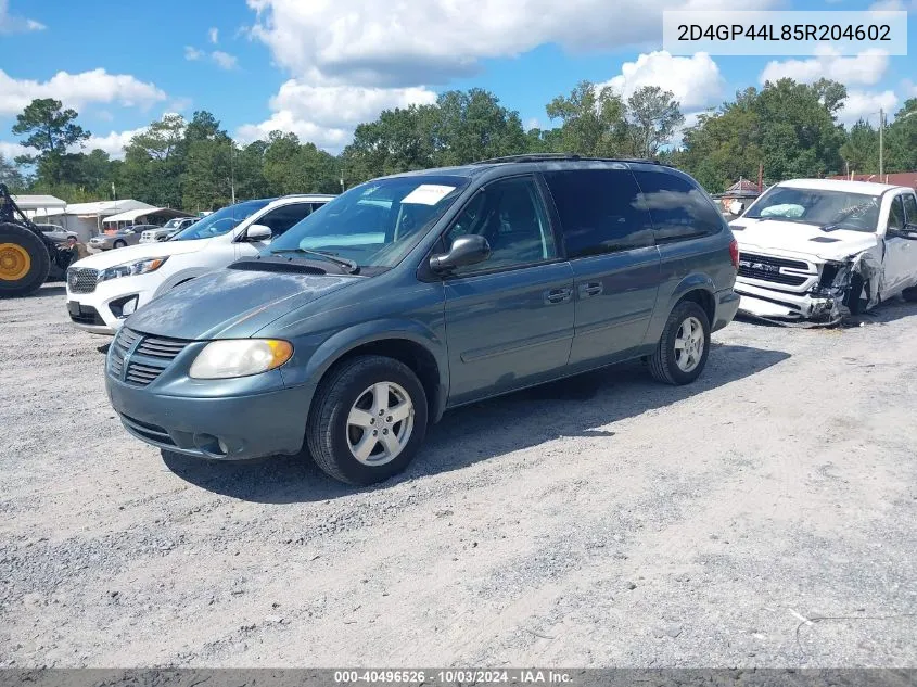 2005 Dodge Grand Caravan Sxt VIN: 2D4GP44L85R204602 Lot: 40496526