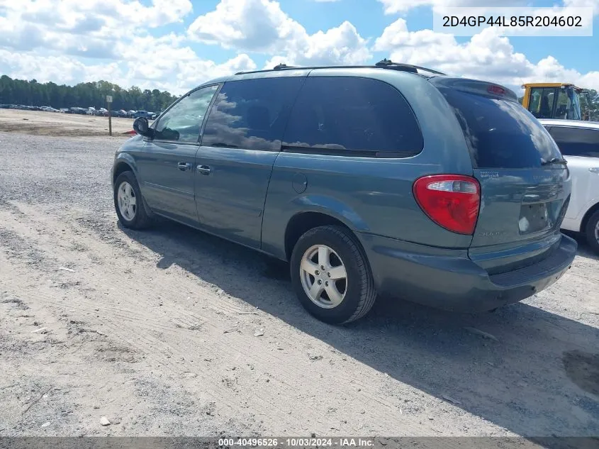 2005 Dodge Grand Caravan Sxt VIN: 2D4GP44L85R204602 Lot: 40496526