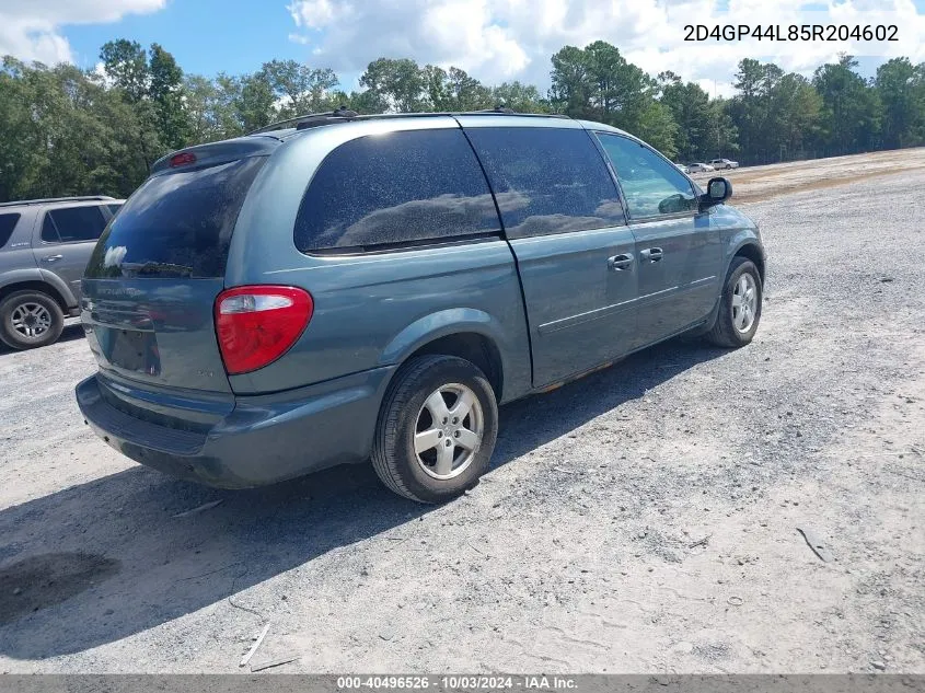 2005 Dodge Grand Caravan Sxt VIN: 2D4GP44L85R204602 Lot: 40496526