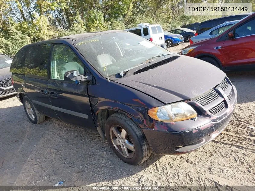 2005 Dodge Caravan Sxt VIN: 1D4GP45R15B434449 Lot: 40543088