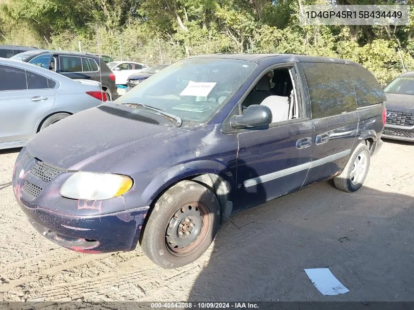 2005 Dodge Caravan Sxt VIN: 1D4GP45R15B434449 Lot: 40543088