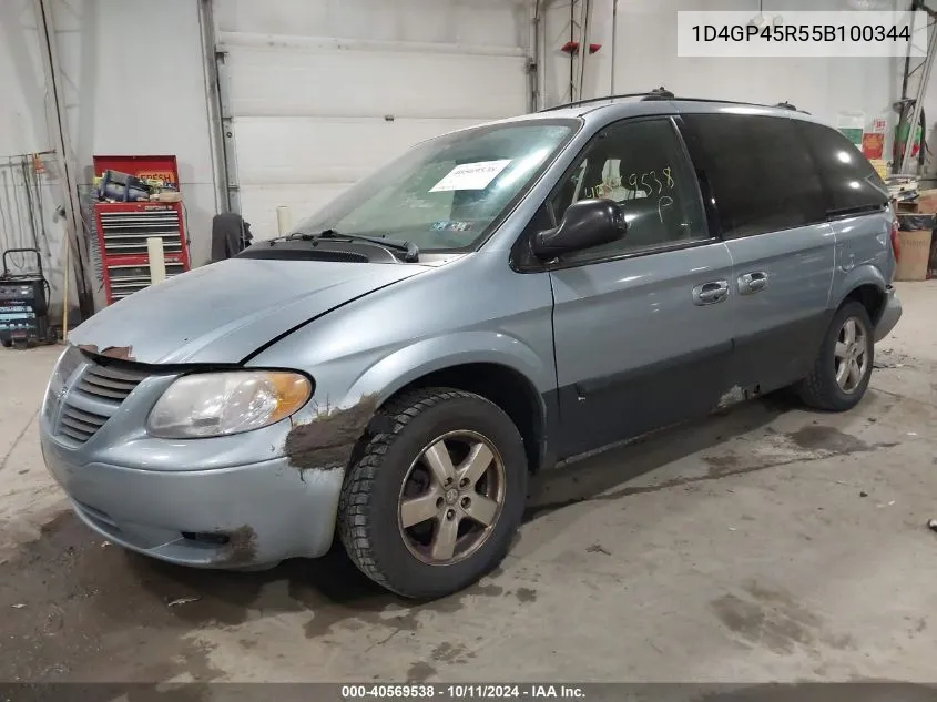 2005 Dodge Caravan Sxt VIN: 1D4GP45R55B100344 Lot: 40569538