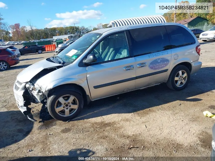 2005 Dodge Caravan Sxt VIN: 1D4GP45R35B234821 Lot: 40570771