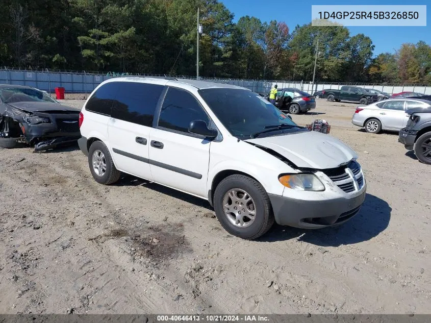 2005 Dodge Caravan Se VIN: 1D4GP25R45B326850 Lot: 40646413