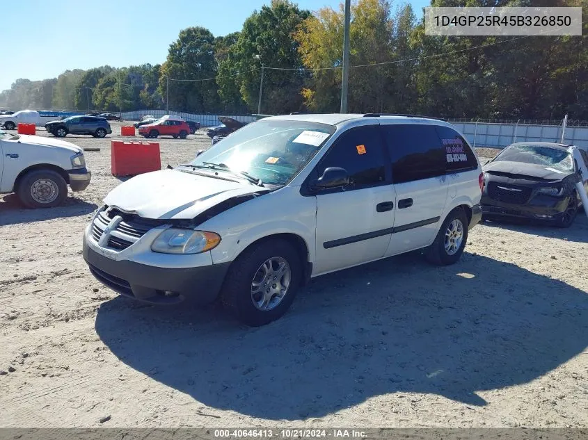 2005 Dodge Caravan Se VIN: 1D4GP25R45B326850 Lot: 40646413