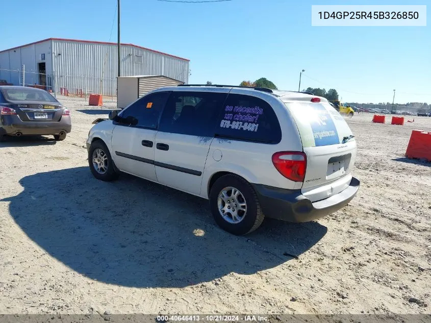 2005 Dodge Caravan Se VIN: 1D4GP25R45B326850 Lot: 40646413