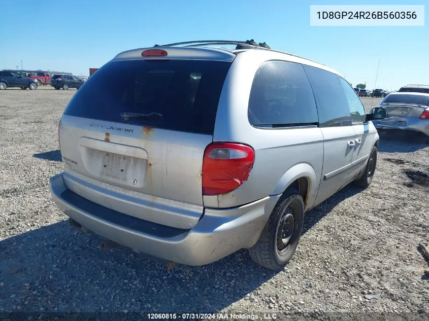 1D8GP24R26B560356 2006 Dodge Grand Caravan