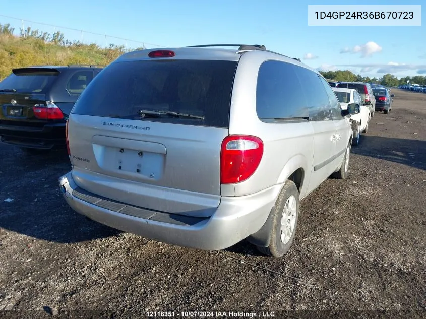 2006 Dodge Grand Caravan Se VIN: 1D4GP24R36B670723 Lot: 12116351