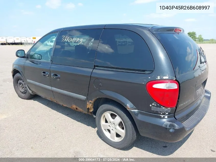 2006 Dodge Caravan Sxt VIN: 1D4GP45R26B608997 Lot: 39904173