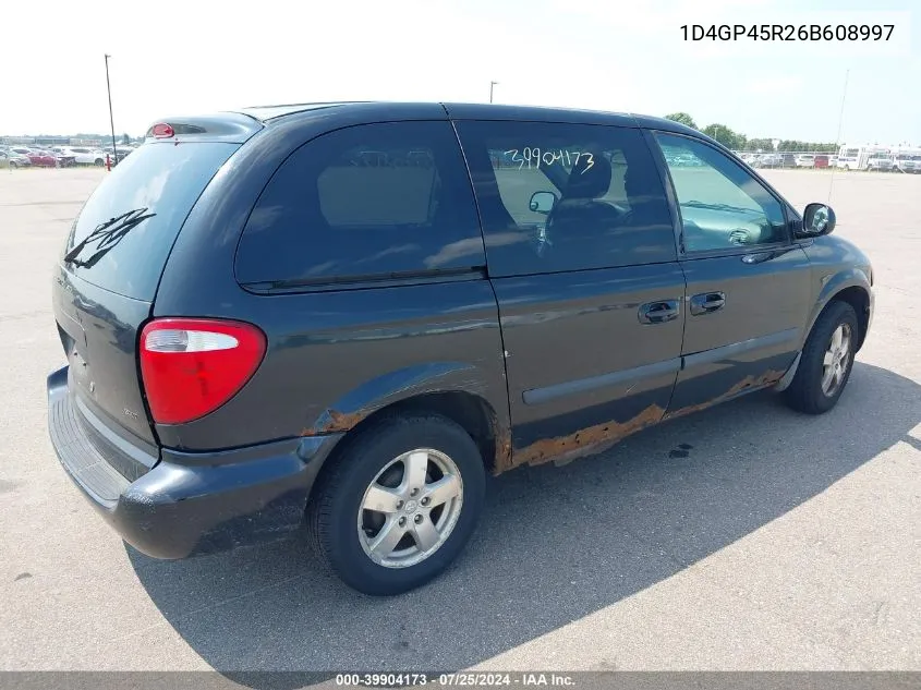 2006 Dodge Caravan Sxt VIN: 1D4GP45R26B608997 Lot: 39904173