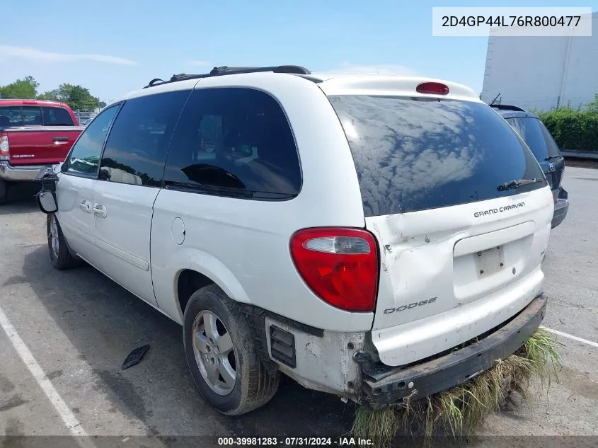 2006 Dodge Grand Caravan Sxt VIN: 2D4GP44L76R800477 Lot: 39981283