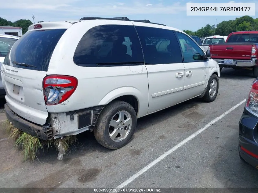 2006 Dodge Grand Caravan Sxt VIN: 2D4GP44L76R800477 Lot: 39981283