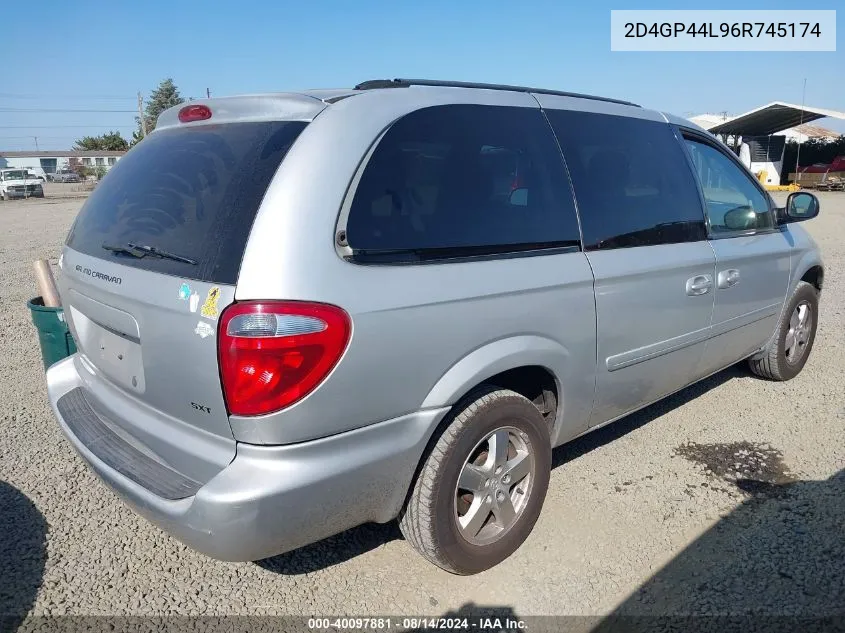 2006 Dodge Grand Caravan Sxt VIN: 2D4GP44L96R745174 Lot: 40097881