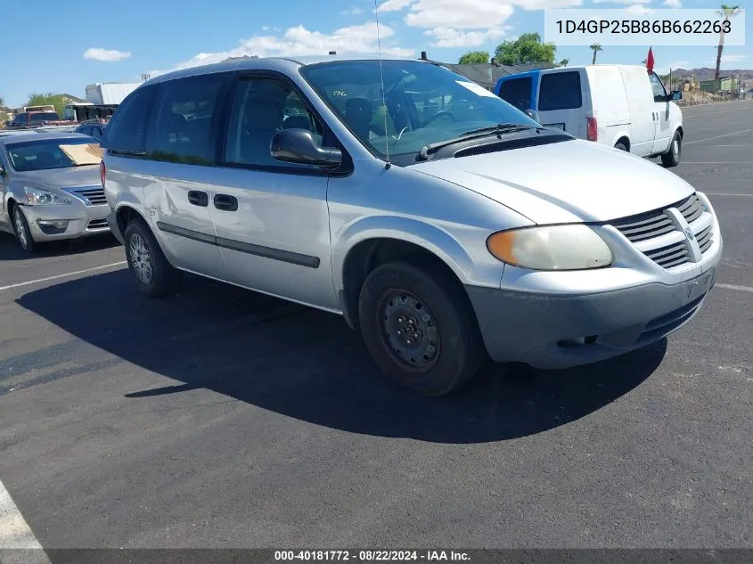 2006 Dodge Caravan Se VIN: 1D4GP25B86B662263 Lot: 40181772