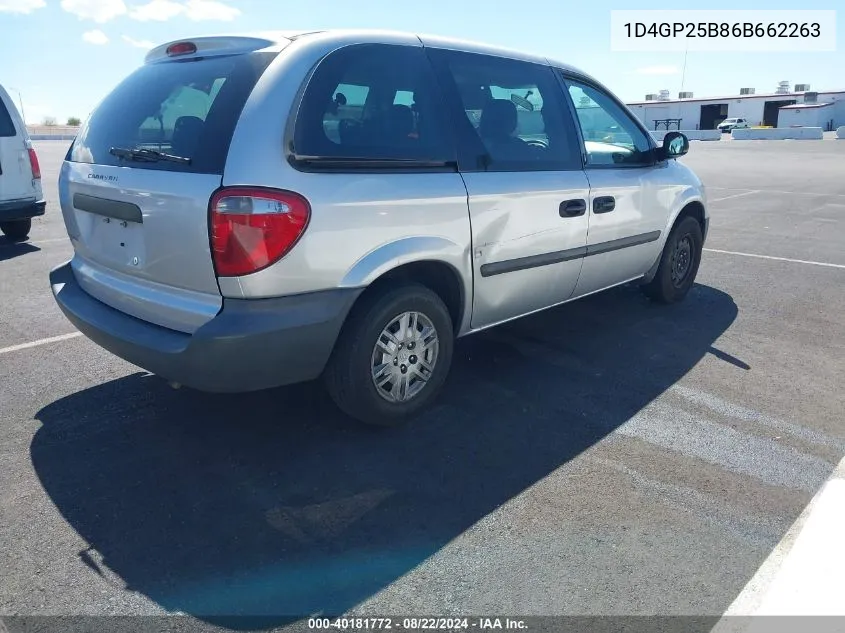 2006 Dodge Caravan Se VIN: 1D4GP25B86B662263 Lot: 40181772