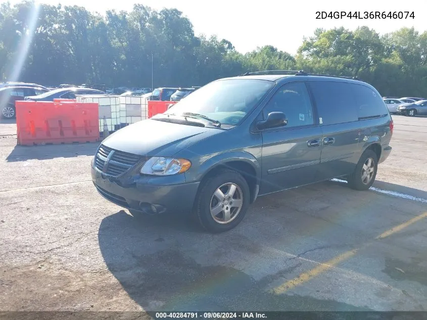 2006 Dodge Grand Caravan Sxt VIN: 2D4GP44L36R646074 Lot: 40284791