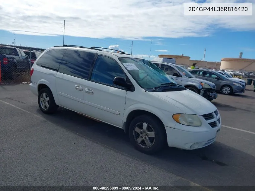 2006 Dodge Grand Caravan Sxt VIN: 2D4GP44L36R816420 Lot: 40295899