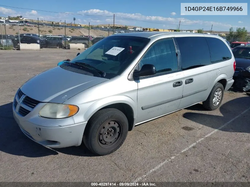 2006 Dodge Grand Caravan Se VIN: 1D4GP24E16B749966 Lot: 40297414